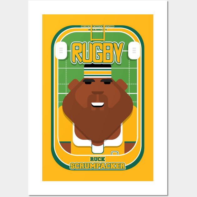 Rugby Gold and Green - Ruck Scrumpacker - Hayes version Wall Art by Boxedspapercrafts